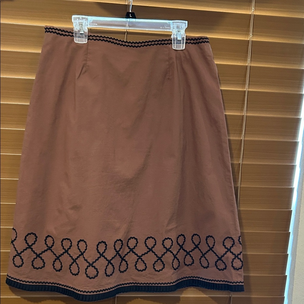 Odille Brown A-Line Skirt with Black Embroidery - Picture 2 of 4